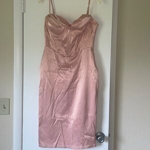Women’s pink satin corset dress